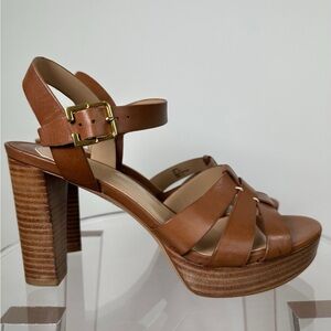 LAUREN BY RALPH LAUREN “SOFFIA” BURNISHED LEATHER SANDALS